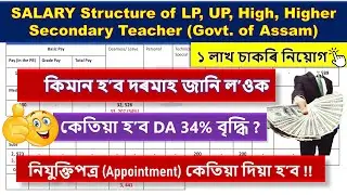 SALARY of LP, UP, High & Higher Secondary TET Teacher of ASSAM GOVT || দৰমাহ, DA সম্পর্কে জানি ল’ওক