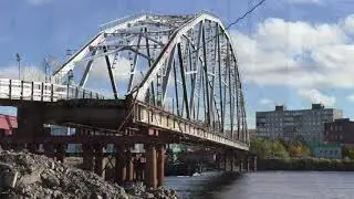 Кола.Вид с правого берега Туломы.  Старый мост