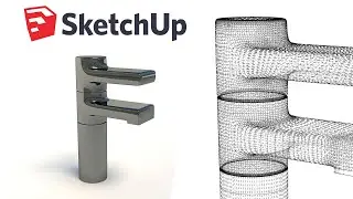 Modeling a Bathroom Faucet - Sketchup tutorial timelapse