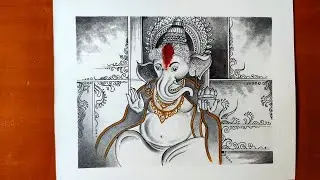 How to draw Lord Ganesha (Time Lapse ) | Ganesh chaturthi special | Easy Ganesh Drawing |