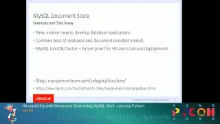 PyCon HK 2017 - HA capability with Document Store using MySQL Shell - running Python