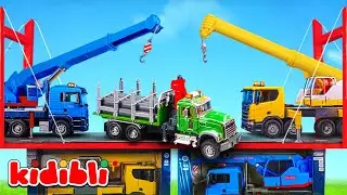Oyuncak Çekici, Kepçe, Polis Arabası ile Köprü Kurtarma Görevi 🚧 Çocuk Videosu | Kidibli
