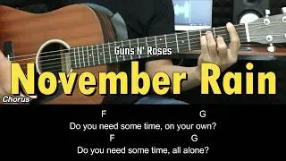 November Rain - Guns N' Roses | EASY Guitar Tutorial Chords / Lyrics - Guitar Lesson