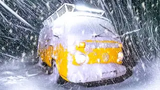 Surviving a Snowstorm in a Van - Van Camping in Heavy Snow [Short Version]