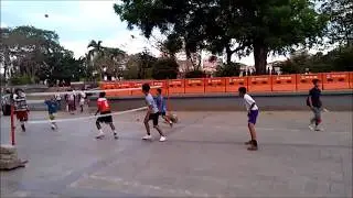 Street Sipa (Sepaw Takraw) in San Juan City, Philippines