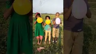 girls&boy outdoor fun plying with emoji balloon & learn colors for kids by | Episode-1