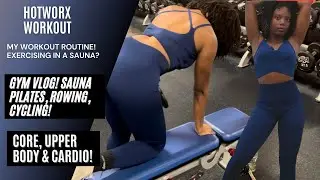 GYM VLOG || WORKOUT W/ ME || HOTWORX || CYCLING,ROWING,PILATES IN 125 DEGREE SAUNA || HALLE E SMITH