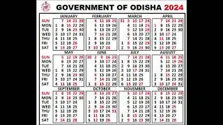2024 Odisha govt calendar for all