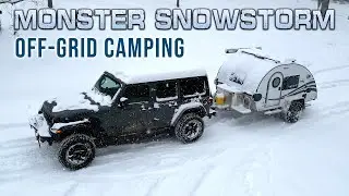 Surviving a MONSTER SNOWSTORM in a Teardrop Camper with my dog