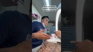 Mom and teenage daughter fighting over long nail short nail. 