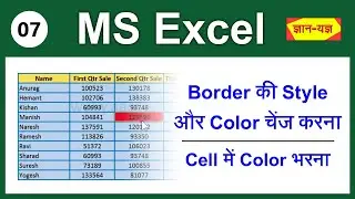 Add Border in Excel | Change Border & Border Color in MS Excel | Excel Home Tab:Fill Color in Cell-7