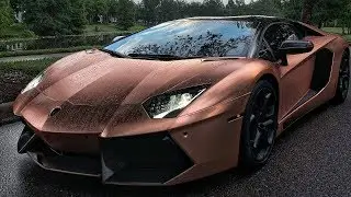 Satin Chrome Rose Gold Lamborghini Aventador with Reflective Black