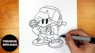 How To Draw FNF MOD Character - Neon BF Easy Step by Step
