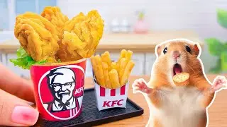 🐹Cooking Miniature KFC Fried Chicken for Hamster- Rescue Hamster and Make Tasty Food in Mini Kitchen