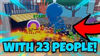 Playing a game of Ultimate Tower Defense Simulator with *23 players* (Roblox)