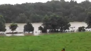 Flooding of James river on A highway in Webster County