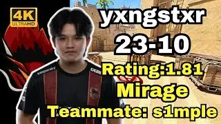 yxngstxr soloQ Teammate:s1mple (mirage) | FACEIT Ranked | Sep 12, 2024 #cs2 #pov