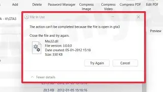 Fix File in Use action can't be completed because the file is open close the file and try again
