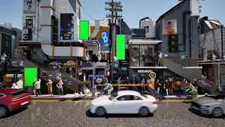 Green Screen City Billboards Mockup 403