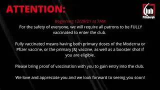 CLUB PITTSBURGH VACCINATION ANNOUNCEMENT