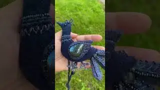 Валяный кулон «Синяя Птица» с лабрадоритом. 