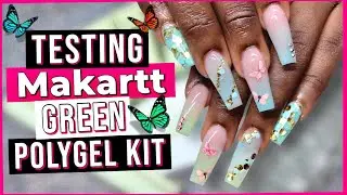 Makartt Green Polygel Gel Kit | How To Ombré Polygel | Polygel Freestyle Nail Art Design
