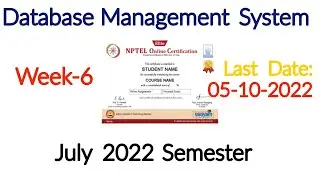NPTEL Week 6 Database Management System Assignment 6 Answers | DBMS Week-6 Quiz Answers 2022 | NPTEL