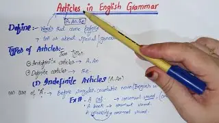 Articles(A,An,The)in English Grammar,Rules, Example.Definite and Indefinite Article Explained Simply