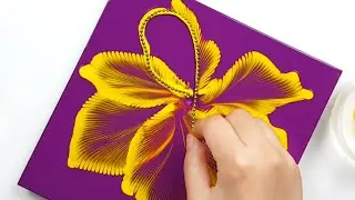 (295) Yellow flower on purple | Chain pull technique | Fluid Acrylic Pouring | Designer Gemma77