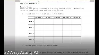 JAVA - Lesson #97 - APCSA - 2D Array Activity #2