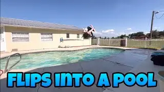 Flips into a pool!!