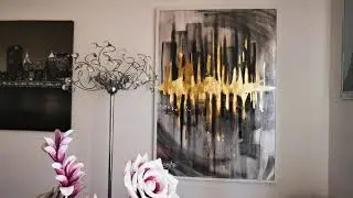 Quadro moderno astratto con foglia oro