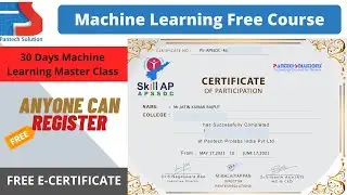 Machine Learning Course by Pantech Solutions | 30 Days Machine Learning Course | Free E-Certificate