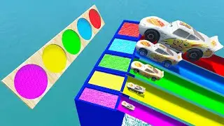 Big & Small Monster Truck Mcqueen vs Slide Colors with Portal Trap vs DOWN OF DEATH - BeamNG.Drive