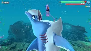 GIANT MONSTER PORBEAGLE VS COLOSSAL SQUID BOSS - Hungry Shark World