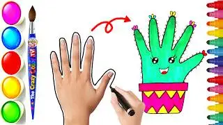 How to Draw Cactus Plant ,Easy Cactus Drawing, Coloring and Painting, Easy Step by Step Drawing