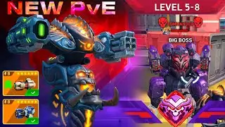BIG BOSS - Killshot Onslaught - Level 5 to 8 - New PvE Mode - Mech Arena Robots