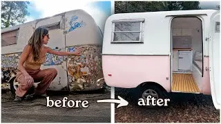 She Restored her Vintage Camper With No Experience! - Start to Finish TIMELAPSE