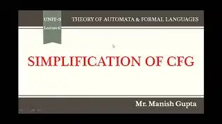 3.5 Simplification of Context Free Grammar