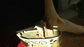 Farting on a man in the bath
