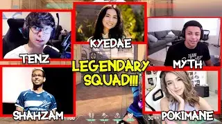 VALORANT TENZ PLAYS WITH AMAZING SQUAD!! (POKIMANE - KYEDAE - SHAHZAM - MYTH) Ascent Yoru Gameplay!