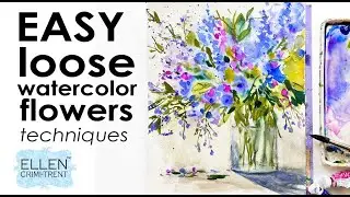 EASY watercolor loose flowers