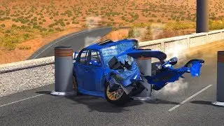 SPIKE STRIPS + BOLLARD = FUN #14 - BeamNG Drive