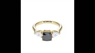Atyaza Inc Yellow Gold Black Diamond and Diamond Engagement Ring ATZR 0785
