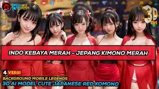 4 Versi Background ML 3D AI Model Cute Japanese Red Kimono