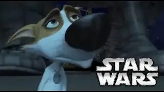Стрелка и Сириус, но под музыку The Force Theme из Звёздных Воин