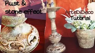 DIY: Παλαίωση με Εφέ πέτρας -σκουριάς σε κηροπήγια και κασπώ, ArteDiDeco [CC]