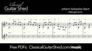 JS Bach: Minuet in G - Free sheet music and TABS for classical guitar