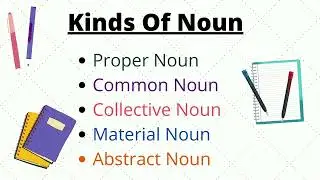 Kinds of Noun |Nifty Mind|#noun #kinds #propernoun #common #abstract #material #collective #english