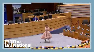 Afghan singer Aryana Sayeed performs at the European Parliament